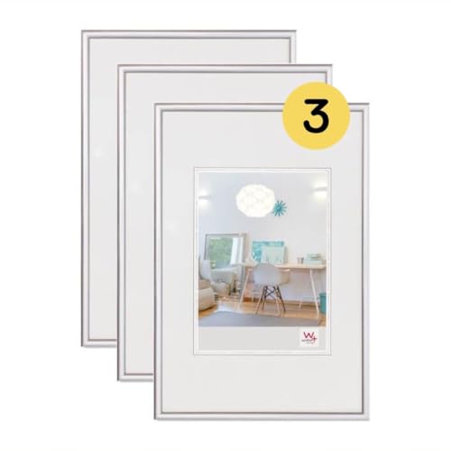 walther Design Picture Frame Silver 20 x 30 cm 3-Pack, New Lifestyle Plastic Frame KV030S3