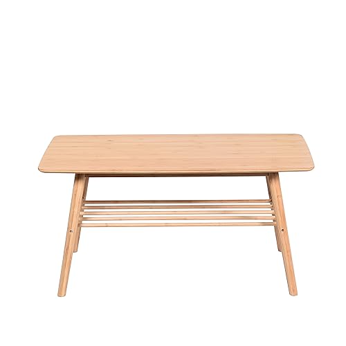 ASPECT Nikko Scandinavian Style Coffee Table With Shelf (Natural Bamboo)