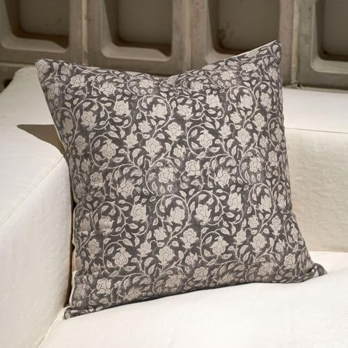 DOMVITUS Floral Pillow Cover, 24x24, Taupe: Decorative Neutral Accent Throw Pillow Covers, 1PC, Home Decoration