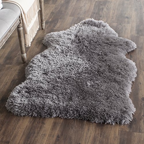 Safavieh Shaggy Indoor Hand Tufted Rectangle Area Rug, Artic Shag Collection, SG270, in Grey, 91 X 152 cm for Living Room, Bedroom or Any Indoor Space