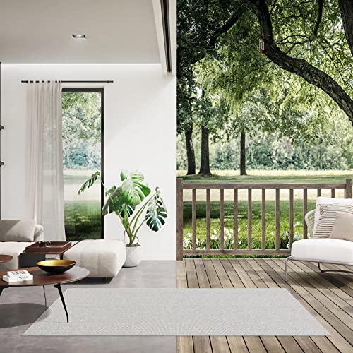 BALTA Outdoor Rug, Flat Weave Rug, Ideal for Outdoor Patio or Living Room - Bedroom, Waterproof, Machine Woven, 100% Polypropylene, 140 x 200 cm, Grey