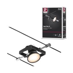 Paulmann MacII 94435 LED Cable System DC Max. 10 Watt Expandable Wire Rope Plastic GU5 Black Matt / Chrome Spot