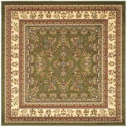 Safavieh Traditional Rug for Living Room, Dining Room, Bedroom - Lyndhurst Collection, Short Pile, in Sage and Ivory, 120 x 120 cm