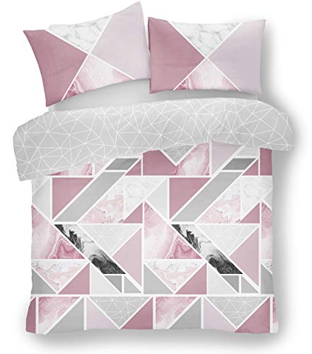 Gaveno Cavailia Mila Triangles Marble Stripes Blush Pink King Duvet Cover, 11359159