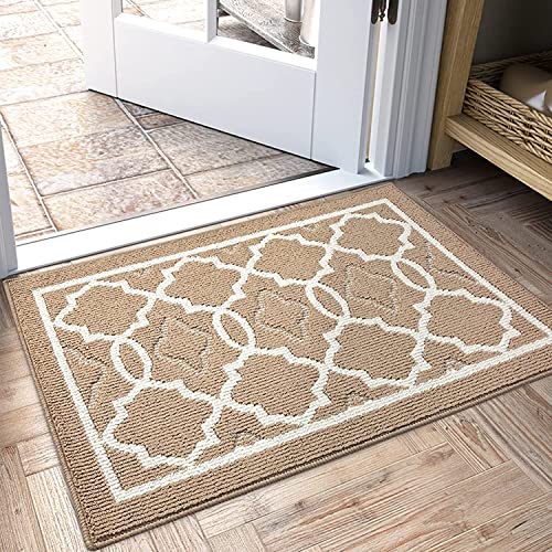 CHICHIC Door Mats Indoor, 50 x 80 cm Dirt Trapper Doormats Inside Absorbent Non Slip Low Profile Front Door Mat Washable for Entrance, Kitchen, Front Back Door, Pets and Dogs, Khaki