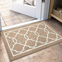 CHICHIC Door Mats Indoor, 50 x 80 cm Dirt Trapper Doormats Inside Absorbent Non Slip Low Profile Front Door Mat Washable for Entrance, Kitchen, Front Back Door, Pets and Dogs, Khaki