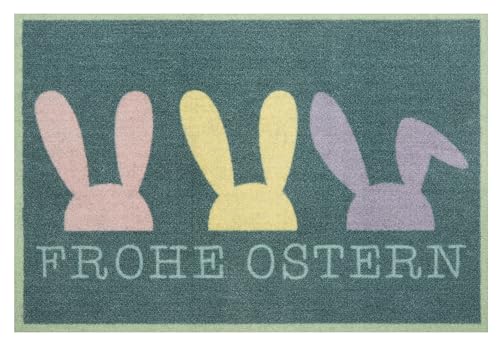 HANSE Home Printy Doormat for Indoor and Outdoor Use, 40 x 60 cm, Dirt Trapper Mat, Door Mat with Lettering, Washable & Weatherproof, Non-Slip for Entrance Area & Outdoor Use, Dark Green