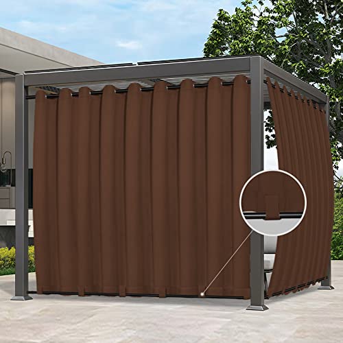 Easy-Going Outdoor Curtains Waterproof Windproof Weatherproof Curtain for Patio, Cabana, Porch, Pergola and Gazebo, Grommet Top and Tab Bottom Drape, 1 Panel, 150x84 inch, Brown