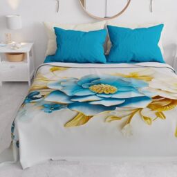 PETTI Artigiani Italiani - Single Bedspread Spring Summer Lightweight Single Blanket, Bedspread, Flower Ceramic 03, 100% Made in Italy