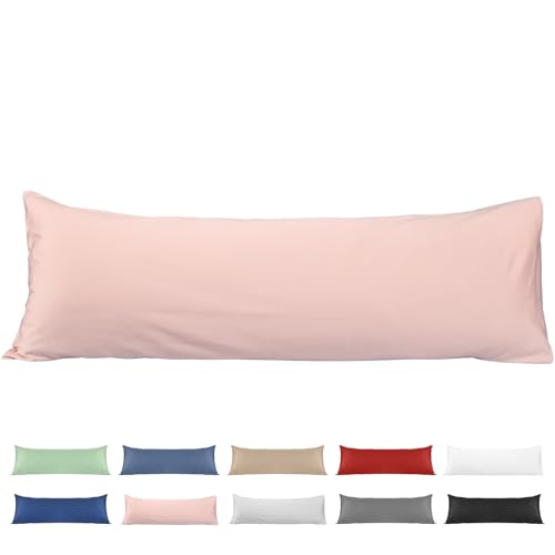100% Cotton Body Pillow Case, Deep Dream 20x54 Body Long Pillow Pillowcases Sateen Weave, 600 Thread Count Hotel Luxury Soft and Breathable Envelope Closure Pillow Covers,Pink