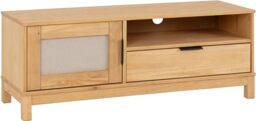Seconique Corona Rattan 1 Door 1 Drawer TV Unit in Distressed Wax Pine
