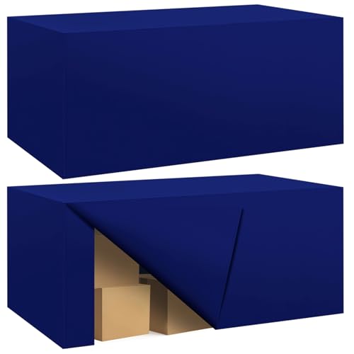 Ascoza 2 Pack Fitted Tablecloth for 8 Foot Rectangle 96 x 30 Inch Royal Blue Table Covers Water Resistant Polyester Cloth for Folding, Parties,Display, Trade Show (Royal Blue)