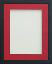 Frame Company Jellybean Range Black Wooden 10x8 inch Picture Photo Frame with Red Mount for Image 6x4 inch * Choice of Colours & Sizes* Fitted with Perspex
