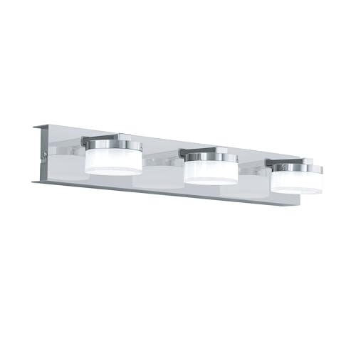 Eglo LED Wall Lamp Romendo 1, 3-Light Wall Sconce Bathroom Dimmable, Bathroom Lamp Made of Metal in Chrome and Satinised Plastic, LED Moisture-Resistant Light Warm White, IP44