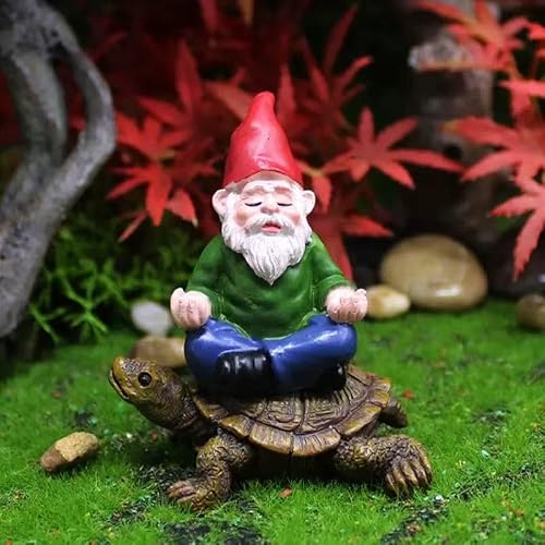 Lamnes Garden Gnomes Turtle Figurines, Gnome Statue Decorations Fairy Garden Accessories for Outdoor Indoor Lawn Statue Patio Yard Flower Pot Home Decoration