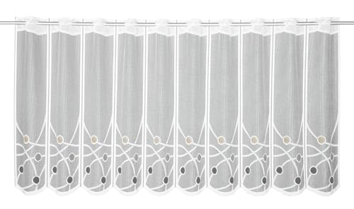 Gardinia Bistro Curtain Jacquard Circles White 152 x 60 cm