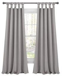 "Lush Decor, Light Gray Insulated Knotted Tab Top Blackout Window Curtain Panel Pair, 84"" x 52"", 84 in x 52"
