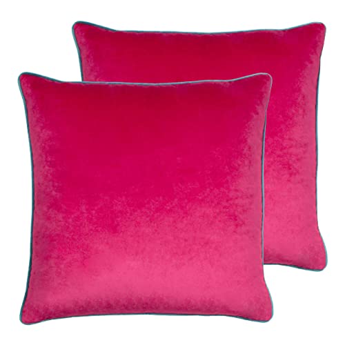 Paoletti Meridian Polyester Filled Cushions (Twin Pack), Polyester, Raspberry/Teal