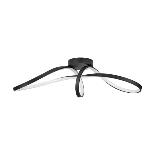 Eglo Connect.z Smart Home LED Ceiling Light Fitting Calarossa-Z, ZigBee, app and Alexa Voice Control, Warm White-Cold White, RGB, dimmable Metal Ceiling lamp in Black and White, 23 x 70.5 cm