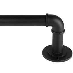 Industrial Curtain Rods for Windows 48 to 84 Inches, Blackout Wrap Around Curtain Rod, for Indoor and Outdoor, 35 to 75 Inches, Black