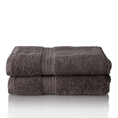 ALCLEAR set of terry hand towels, range of soft and highly absorbent towels, OEKOTEX 100 certified, 5 colours & 5 sizes, colour: ANTHRACITE, 2 x bath towels 70x140 cm
