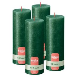 Bolsius - Rustic Candle - Green - Metallic - 7.5 in - Pack of 4 - Decorative Candles - Contains Natural Plant Wax - Palm Oil Free
