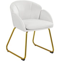 Yaheetech Velvet Tub Chair Vanity Chair for Dressing Table, White