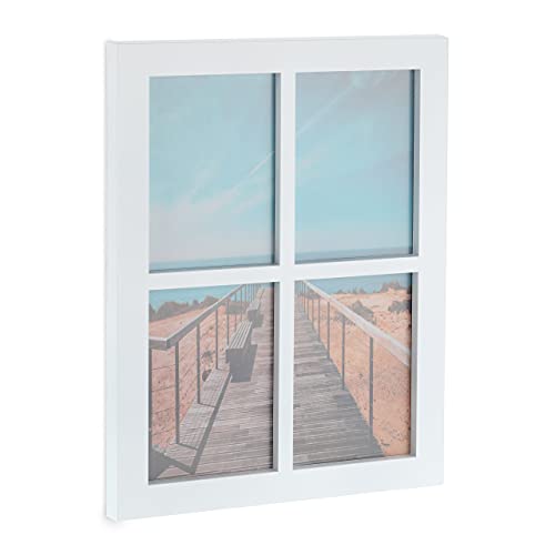 Relaxdays Frame, Collage 4 Photos, 18 x 13 cm, Total Dimensions H x W 44 x 33.5 cm, White, Cardboard