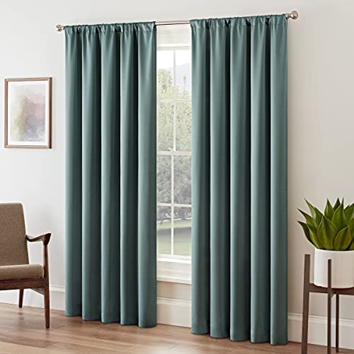 "Eclipse Tricia Modern Room Darkening Thermal Rod Pocket Window Curtain for Bedroom (1 Panel), 52"" x 63"", River Blue"