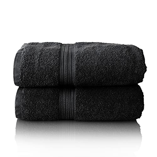 Glart Premium Set of Terry Hand Towels, Range of Terry Towels in 6 Colours and 5 Sizes, Colour: Black, 2X Sauna Towels 70 X 200 cm