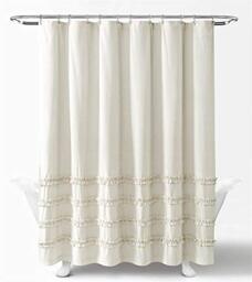 "Lush Decor Cotton Shower Curtain Striped Yarn Dyed Neutral 72"" x 72"""