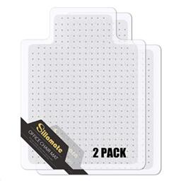 Sillamate 2 Pack 36'' x 48'' Office Chair Mat for Carpeted Floors, Flat Packed, Easy Lay Flat, Heavy Duty Floor Mat,Eco-Friendly Series Studded Carpet Desk Chair Mats (2)