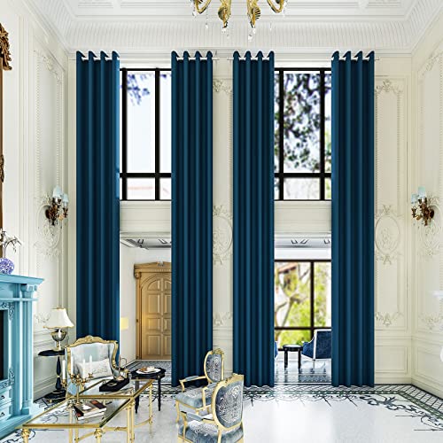 Grichril Extra Long Blackout Curtains - 2 Story High Living Room Drapes - Tall Curtains for High Ceiling or Long Window - 144 156 168 192 204 216 240 Inch 12ft-20ft Length(1 Panel,Navy, 52???x192???)