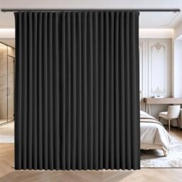 Grichril Floor to Ceiling Curtain for Wall Ceiling Mount Track, Extra Wide Blackout Soundproof Room Separator, Privacy Room Divider for Ceiling Track System or Rod with Hooks, 100W x 90L, 1 Panel
