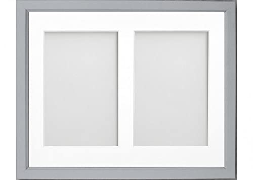 Frame Company Drayton Multi Aperture Photo Frame, Grey, 10x8 for 6x4 inch (x2)