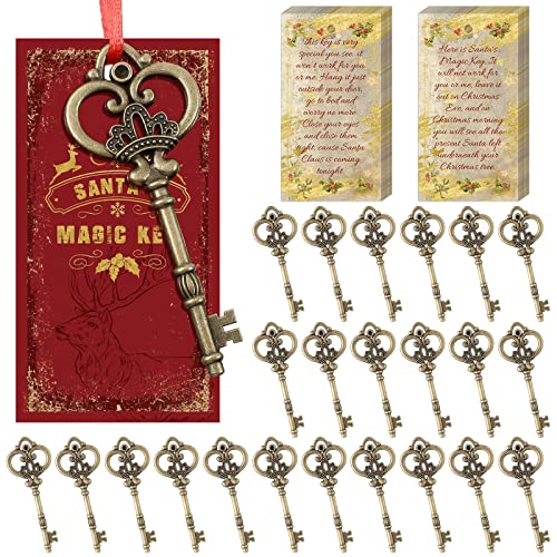Kathfly Santas Key with Secret Santa Cards for No Chimney Houses - Key Ornaments for Christmas Tree