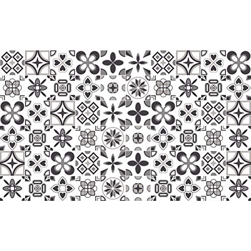 Ambiance Sticker Self-Adhesive Decorative Wall Decal Cement Tile for Bathroom and Kitchen Rosaces Nuance de Gris - Pack of 60 Stickers of 15 x 15 cm
