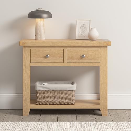 Seconique Windsor 2 Drawer Console Table in Natural Oak