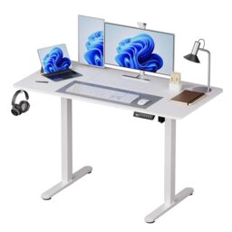 Relaxdays height-adjustable electric desk with display, choice of sizes, metal frame, wood-effect top, colour