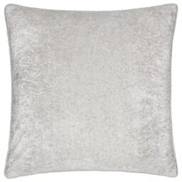 Paoletti Lustre Velvet Polyester Filled Cushion – Crushed Velvet Luxury Textured Piped Edge Decorative Pillow (Silver – 50x50cm)