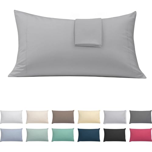 ECOMMERC3 - Extra Soft and Comfortable 90 Pillowcase - Silver Grey Pillow Case Made in Spain, Breathable, Easy to Wash