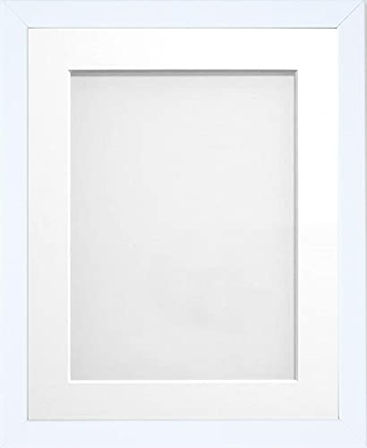Frame Company Jellybean Range White Wooden 8x6 inch Picture Photo Frame with White Mount for Image 7x5 inch * Choice of Colours & Sizes* Fitted with Perspex