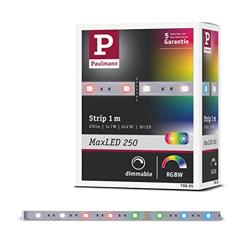 Paulmann 79865 MaxLED 250 LED Strip 1m RGBW IP20 incl. 1x6.5-watt Strip Lighting Strip 3000 K