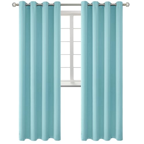 BGment Blackout Curtains - Grommet Thermal Insulated Room Darkening Bedroom and Living Room Curtains, Set of 2 Panels (52 x 95 Inch, Baby Blue)