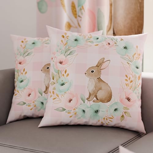 PETTI Artigiani Italiani - Set of 2 Easter Cushion Covers 35x35 cm in Microfibre, Easter Decorative Cushions for Bedroom, Sofa and Living Room, 2 Decorative Pillow Covers, 100% Made in Italy