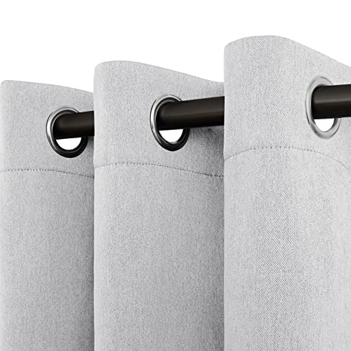 Easy-Going Linen Look Blackout Curtain Grommet Window Curtain Drapes for Bedroom, Living Room Thermal Insulated Room Darkening (2 Panels, 42x84 inch, Greyish White)