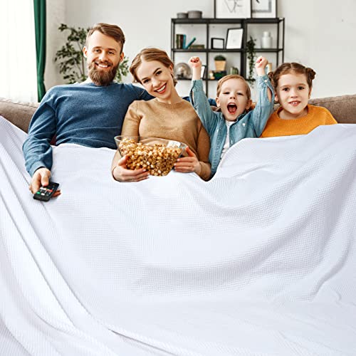 "PHF Prewashed Waffle Cotton Family Blanket King Extra Large 120""x120"" Snag Proof Lightweight Breathable Huge Extra Large Large Elegant Aesthetic Gift for"
