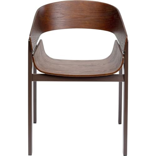 Kare Design Chair with Armrest Biarritz, Brown, Wooden Seat, Sturdy Metal Legs, Dining Room Chair, Armchair, Modern Furniture, Stool for Home Kitchen