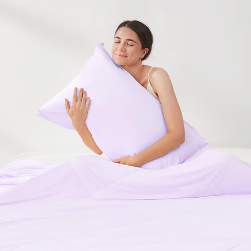 Cozy Bliss Cooling Pillow Cases for Hot Sleepers, Q-Max>0.4, Standard Size Set of 2, Pillowcases for Hair and Skin, Soft & Silky Pillow Covers with Envelope Closure,Gift, Purple, 20x26 Inches