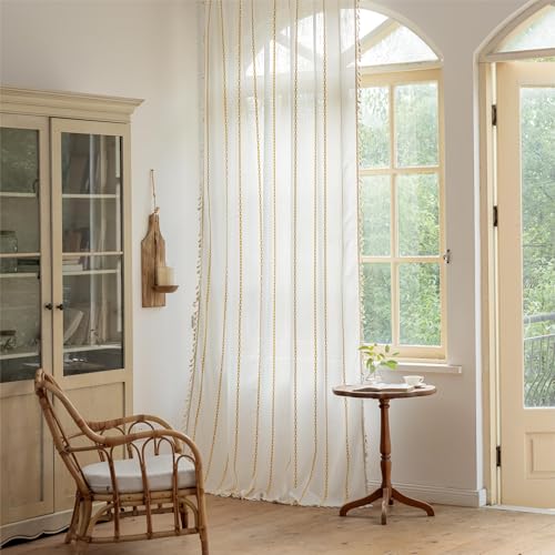 Sututo Home Boho Curtains, 213.4 cm Length, for Bedroom, Semi Blackout, Farmhouse, Vintage, Shabby Chic, Tassels, Window Treatment, Bohemian Embroidery, Curtain, Rod Pocket, 1 Panel, 132.1 x